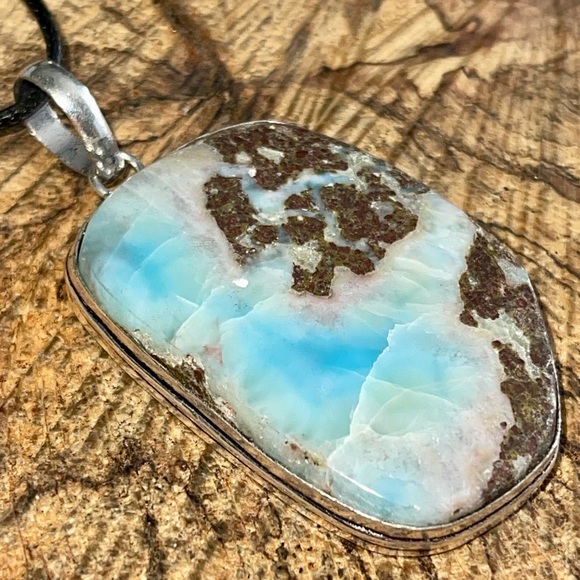 Large Dolphin Stone Large DR Larimar Pendant 2 1/2” - Picture 9 of 16